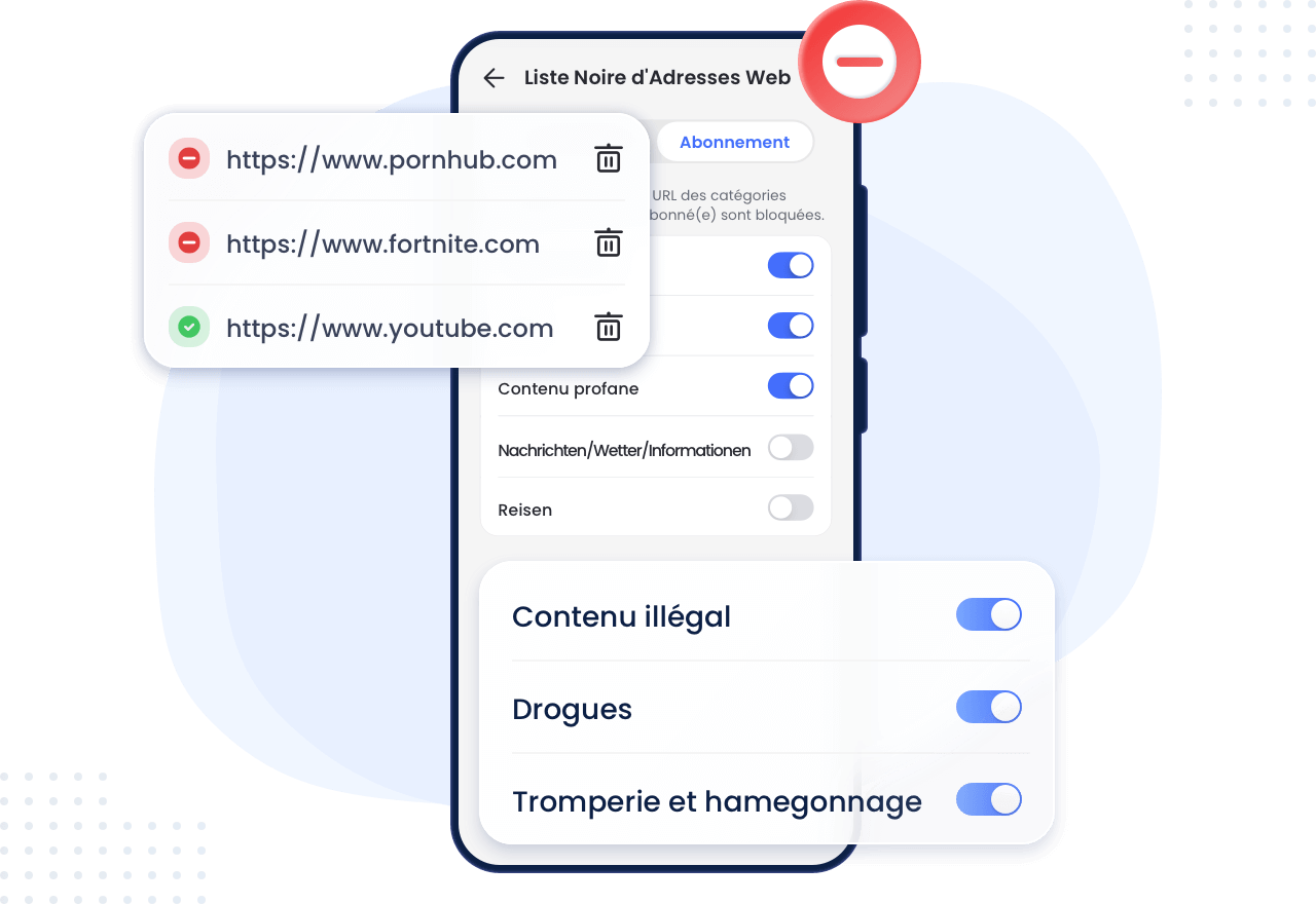 AirDroid Parental Control peut bloquer les sites Internet nuisibles