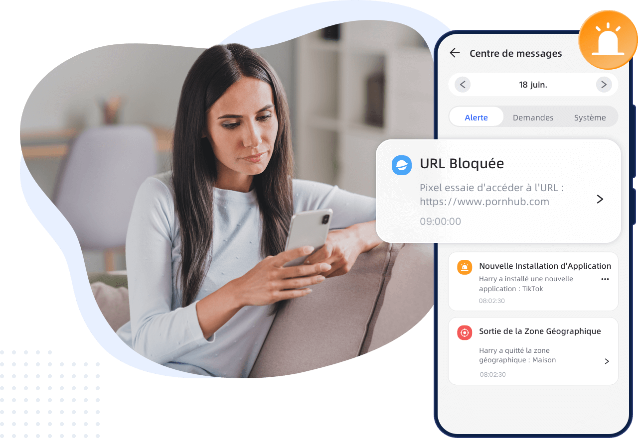 En consultation d'une URL restreinte, AirDroid Parental Control peut recevoir des alertes